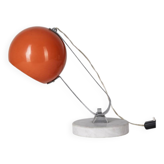 Vintage 60's table lamp in marble and orange metal italian design