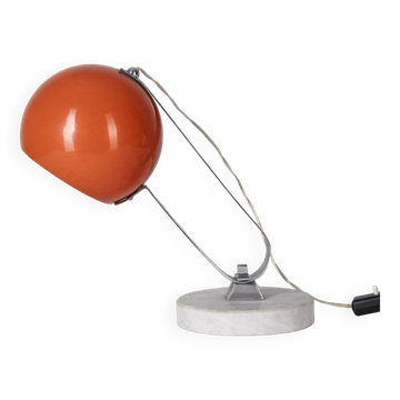 Vintage 60's table lamp in marble and orange metal italian design