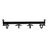 Coat rack, four hooks, in wrought iron.