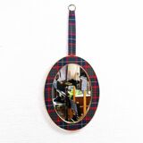 Vintage brass mirror in Scottish fabric