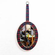 Miroir vintage laiton tissu écossais