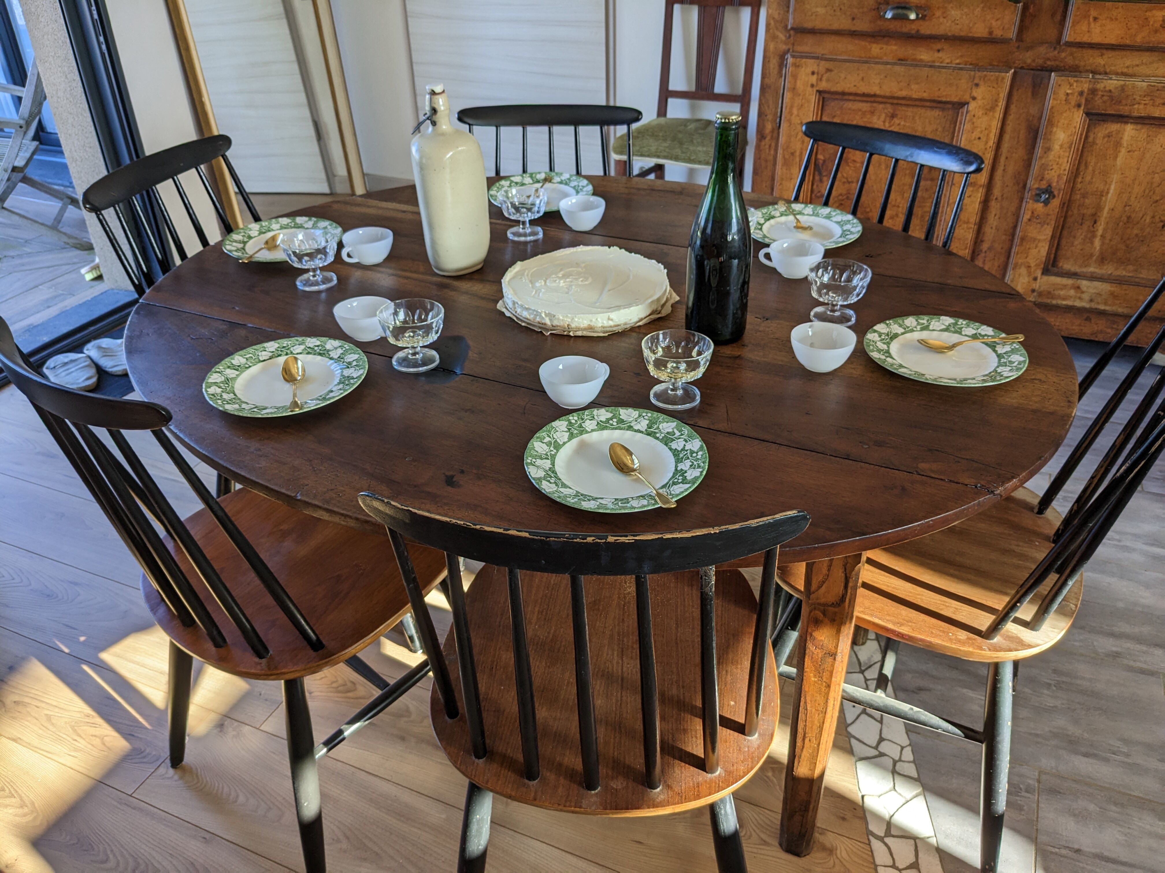 Oval solid walnut farmhouse table