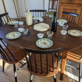 Oval solid walnut farmhouse table