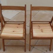 4 vintage varnished wooden folding chairs - Seats completely restored.