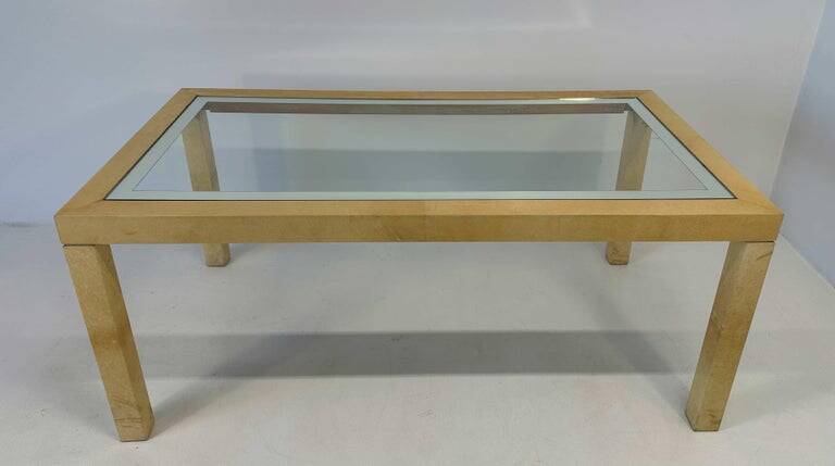 Italian Table Parchment and Glass, Attr. Aldo Tura, 1970s