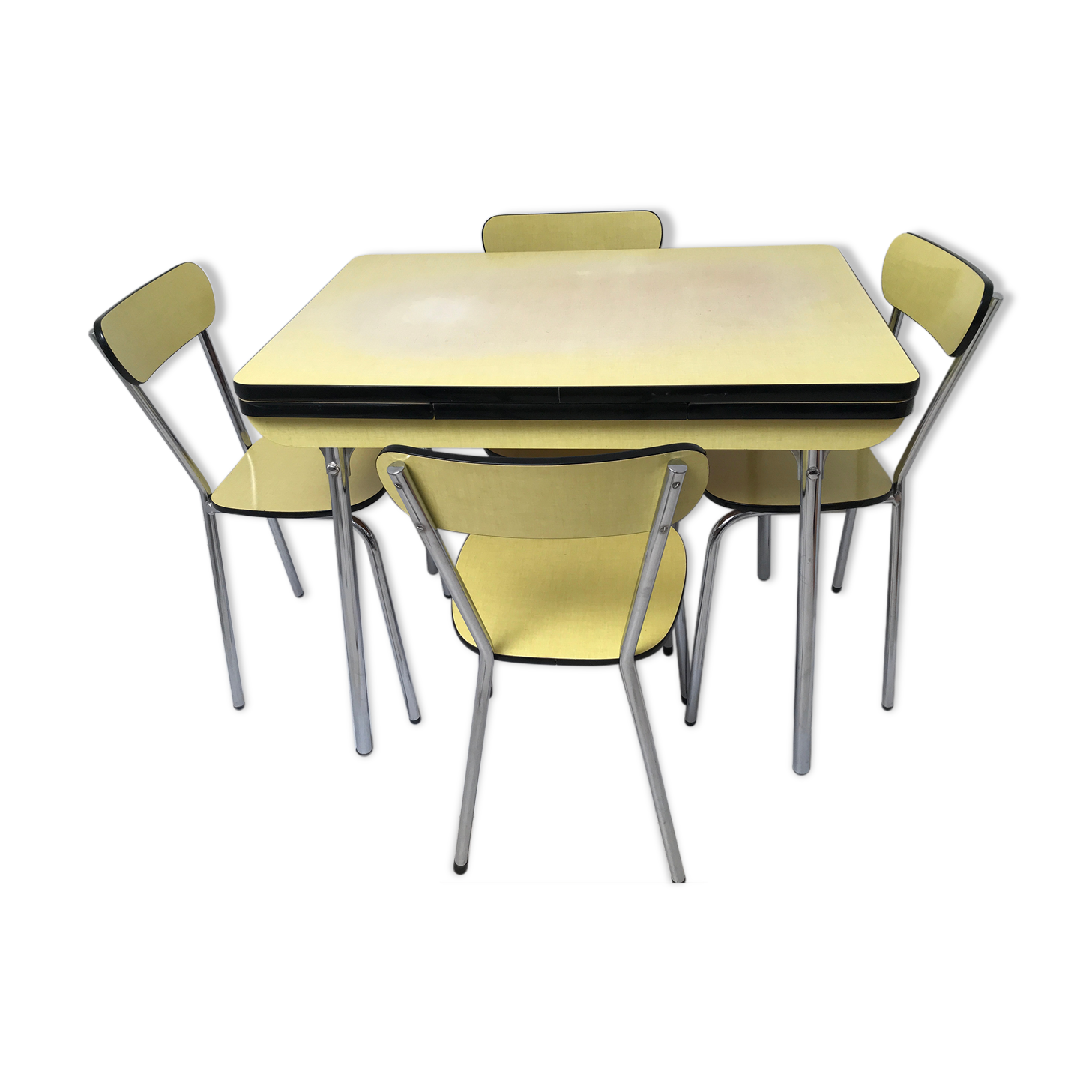Table en formica jaune moutarde  des années 50- 60