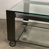 Table basse en aluminium chromé brossé vintage 1970
