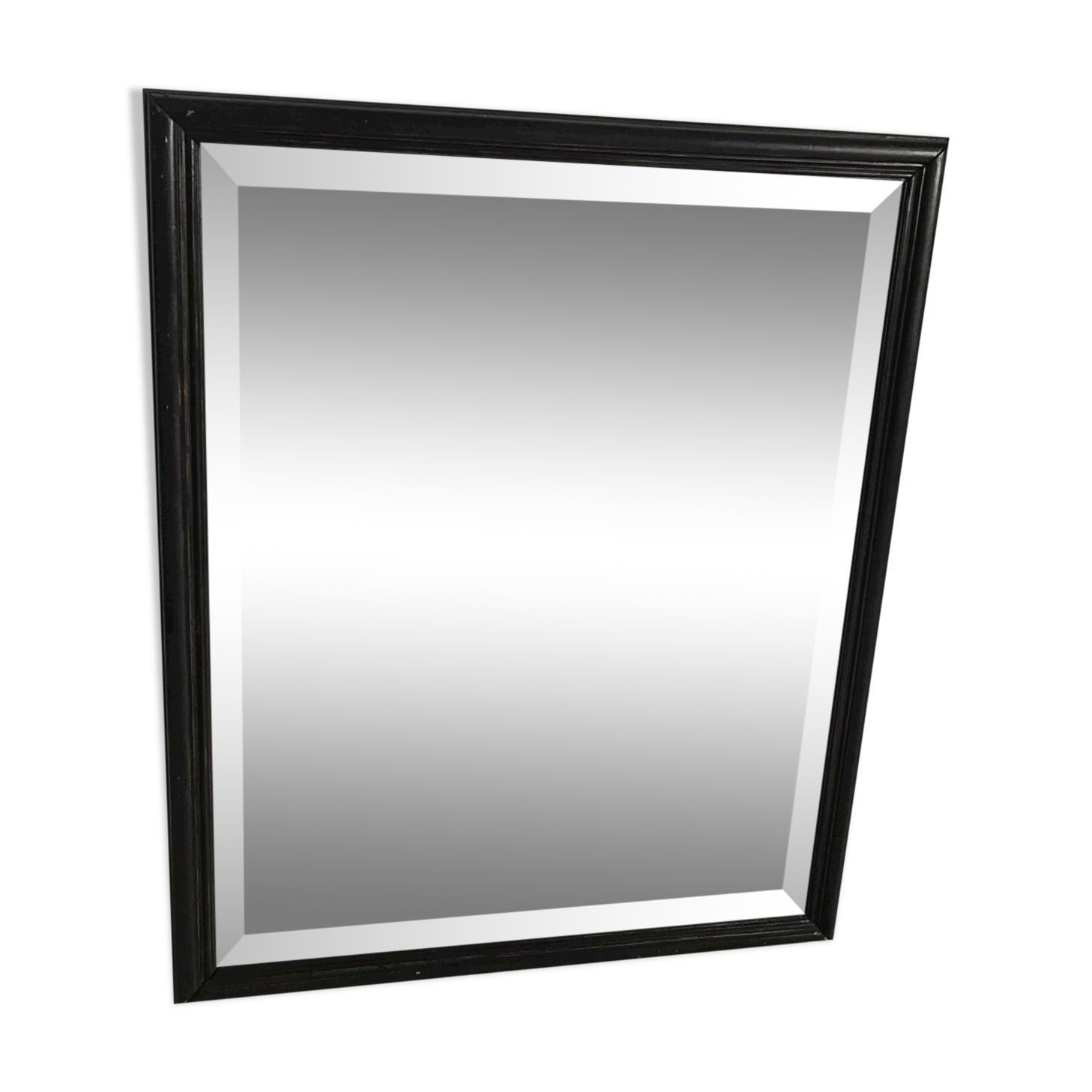 Rectangular mirror in molded blackened wood, beveled glass