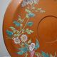 Large old clay/terracotta dish with Japanese Art Nouveau enamel