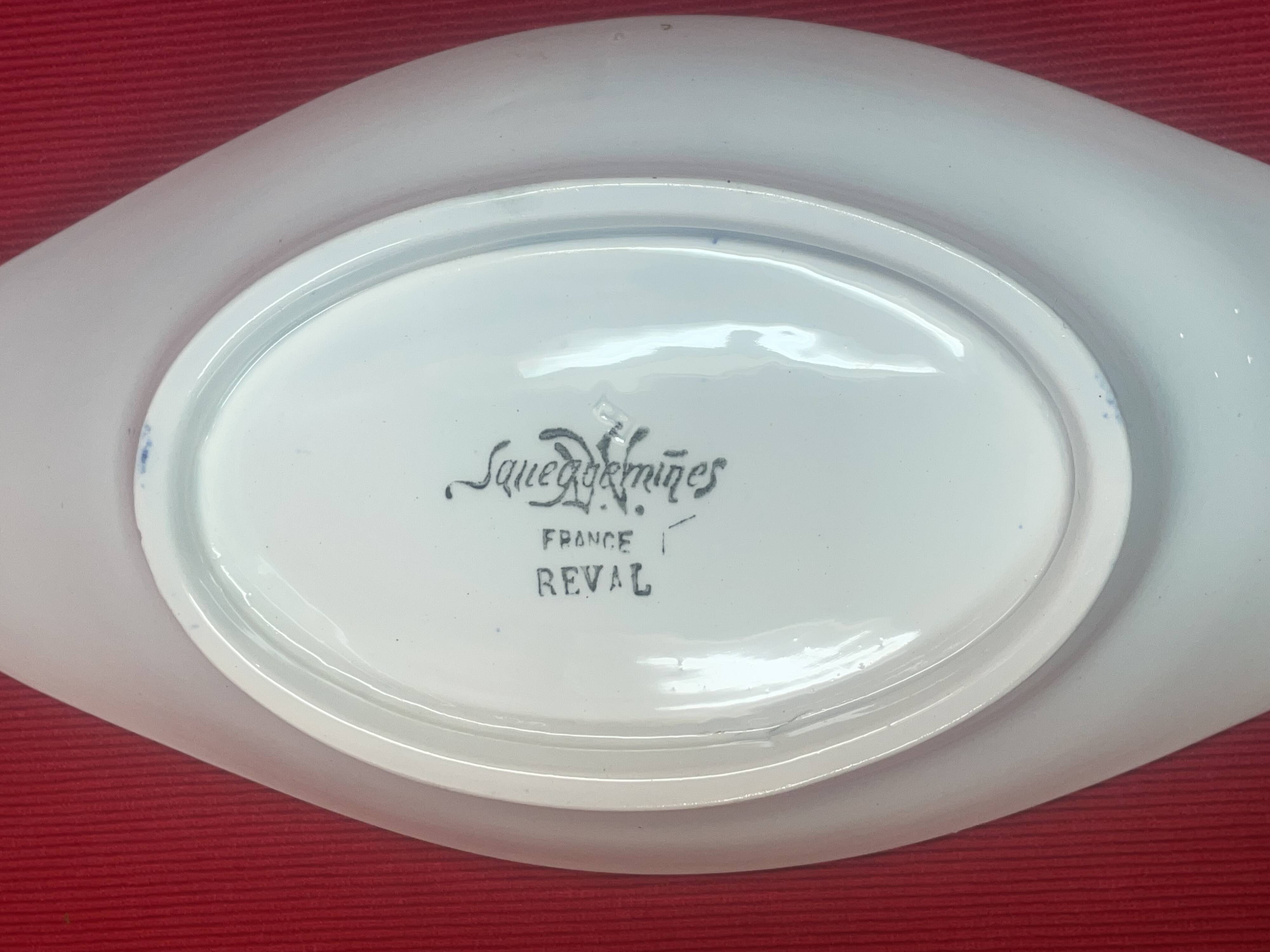 Sarreguemines sauce boat + 2 serving dishes, Reval ceramic decor