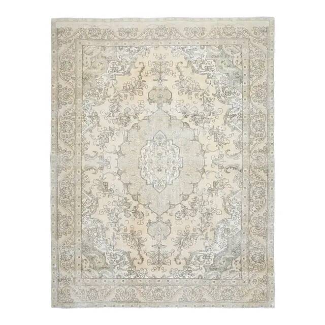 1970s Vintage Persian Handmade Wool Cotton Orange Area Rug 290x372