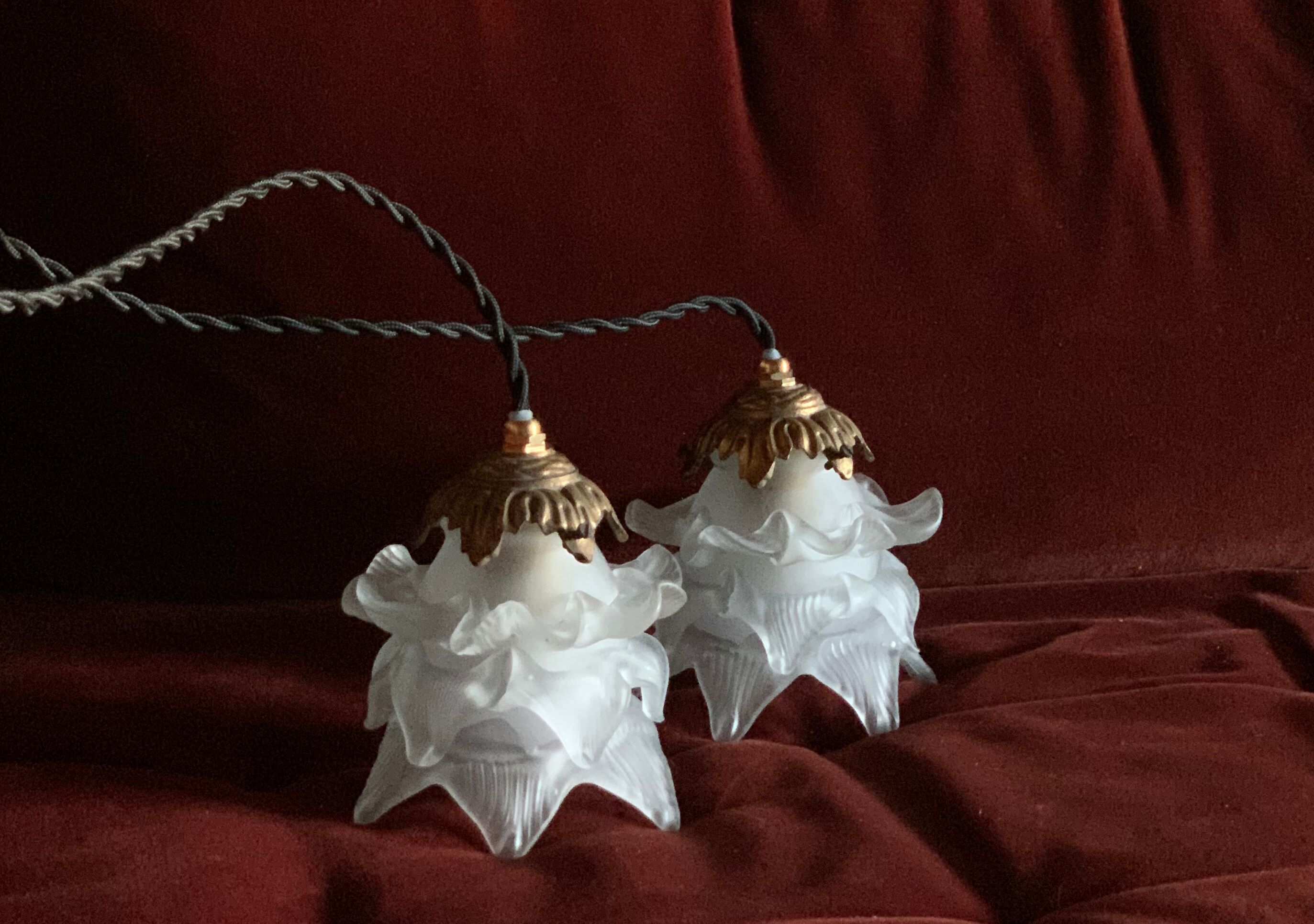 Pair of Art Deco pink tulips walkers