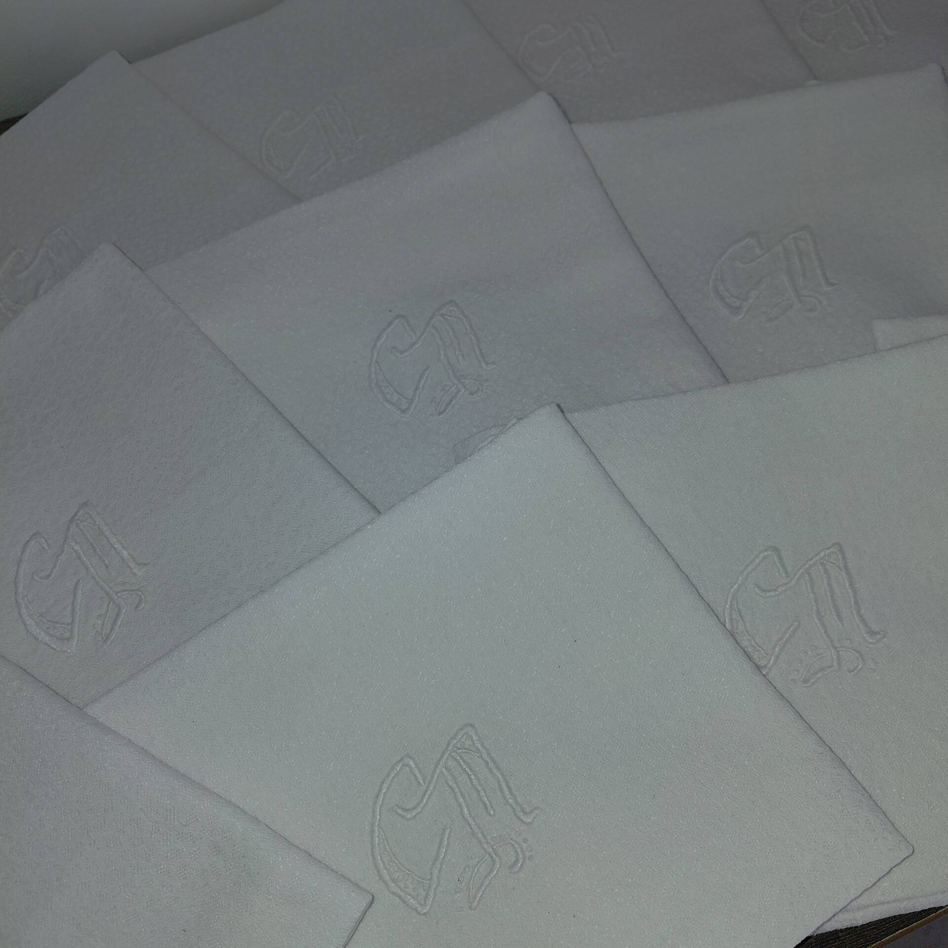 12 serviettes de table anciennes coton blanc monogramme CM