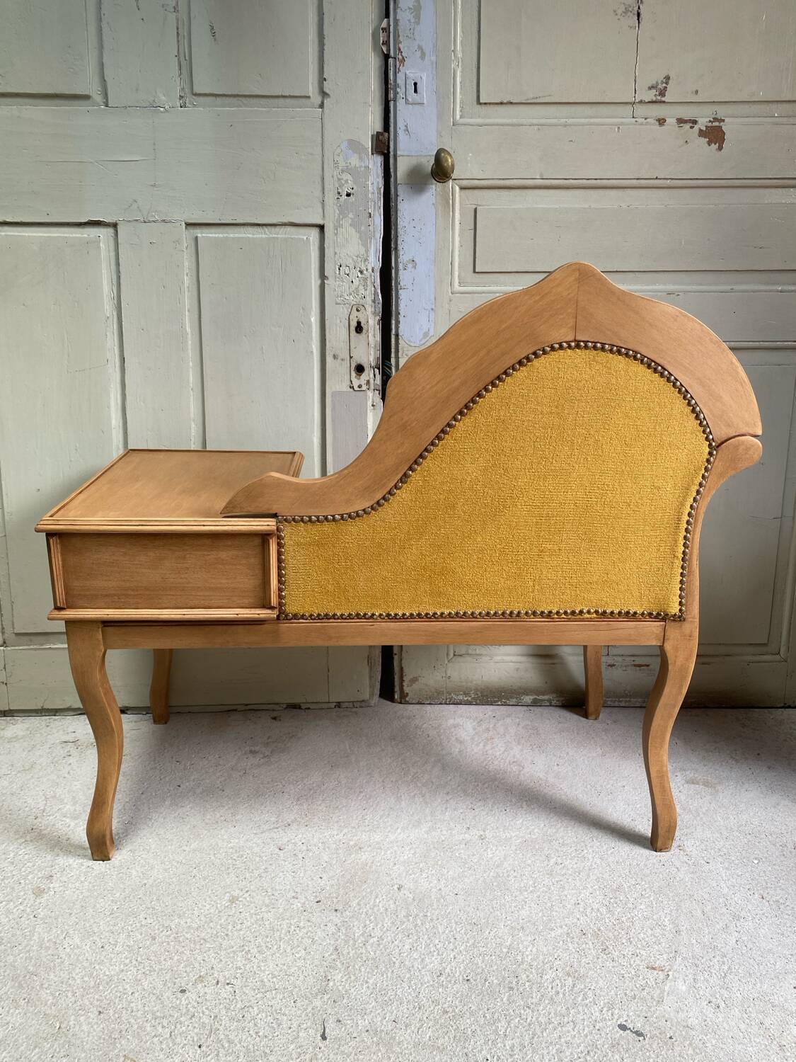 Restored vintage bench – “chat” furniture with integrated drawer