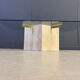 Travertine and brass coffee table by Artedi, 1980s