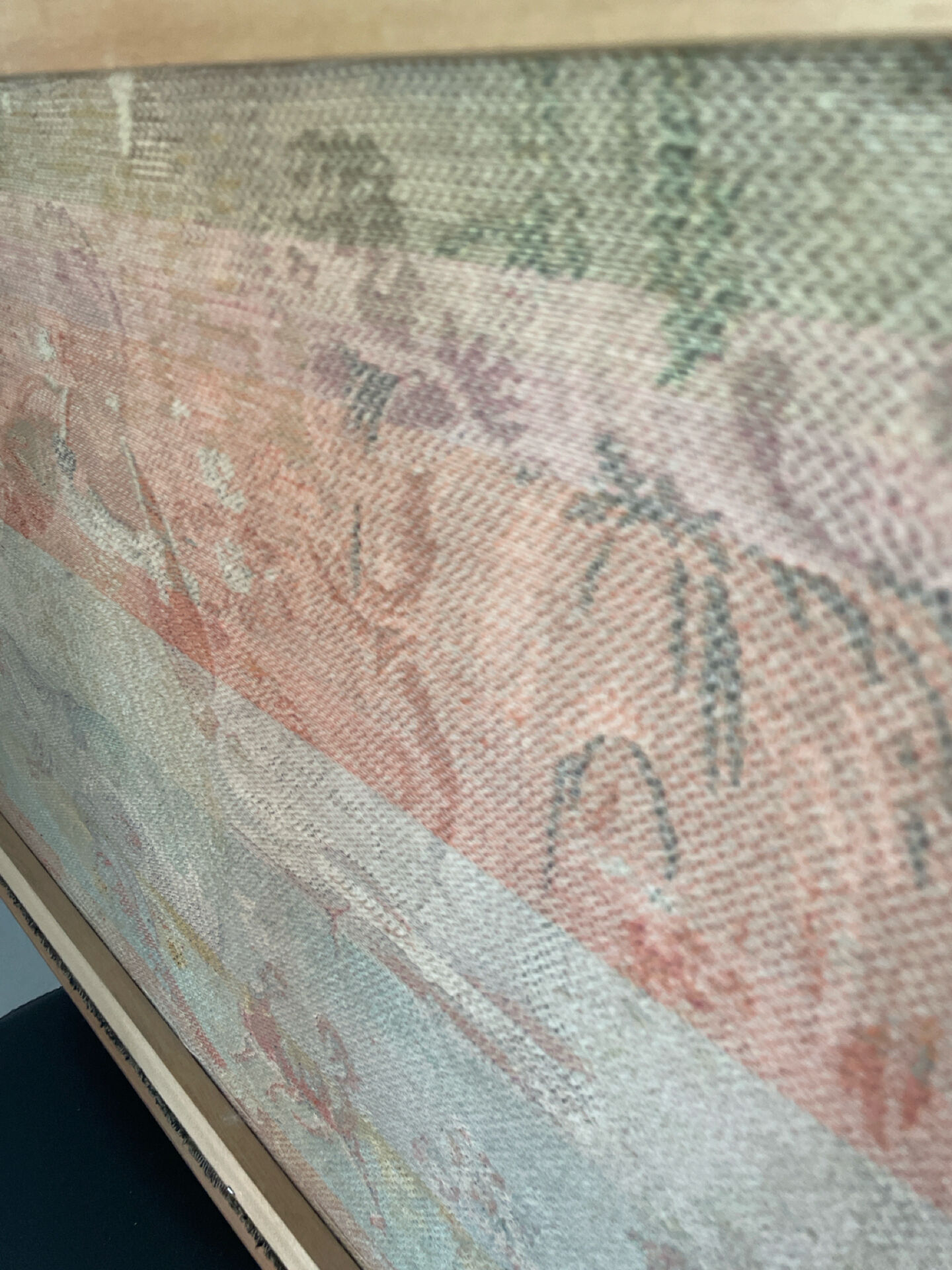 Large framed Aubusson-style wall tapestry