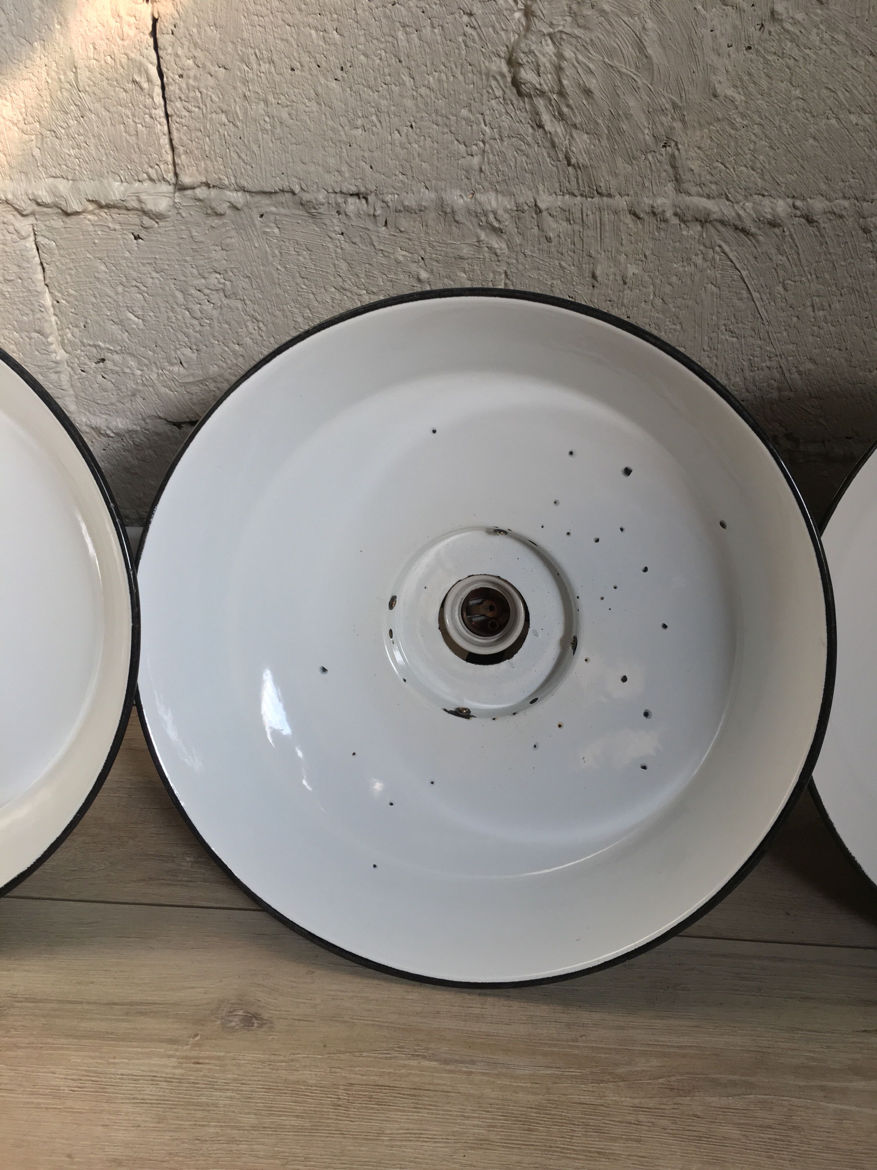 Série de 4 lampes émaillées industrielles