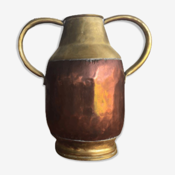 Copper and brass vase