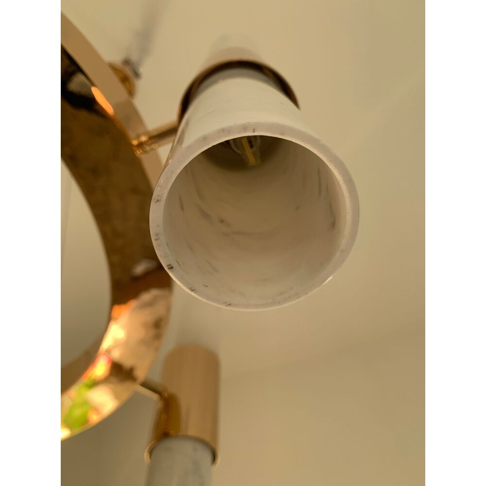 Metal and Carrare marble chandelier