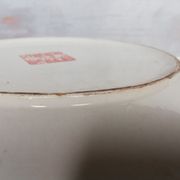 Plate china porcelainE enamelled family pink Lotus + Brand