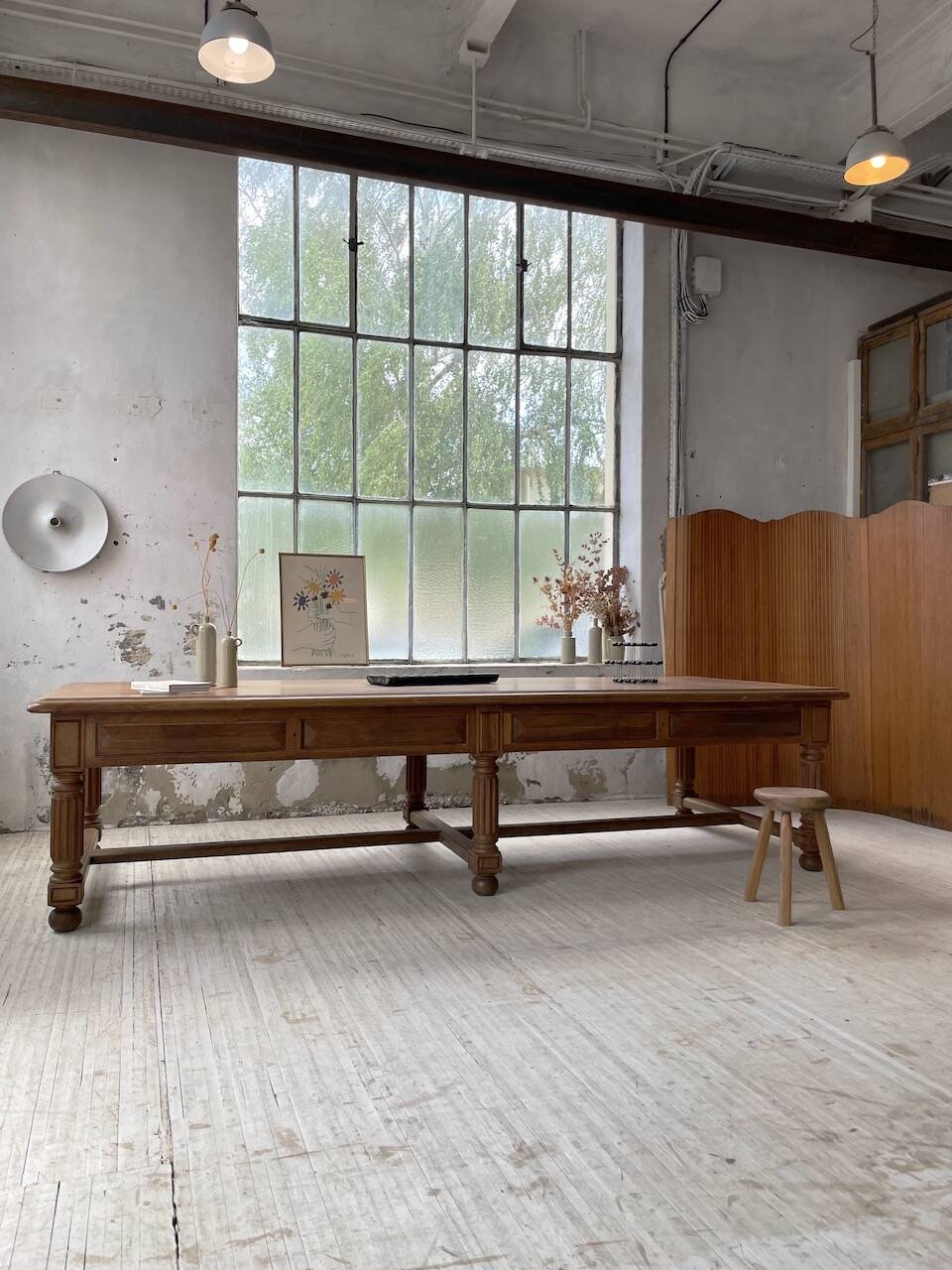 Solid walnut farmhouse castle table 1900 XXL