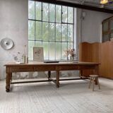 Solid walnut farmhouse castle table 1900 XXL