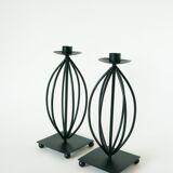 Pair of wrought iron candlesticks, Vintage
