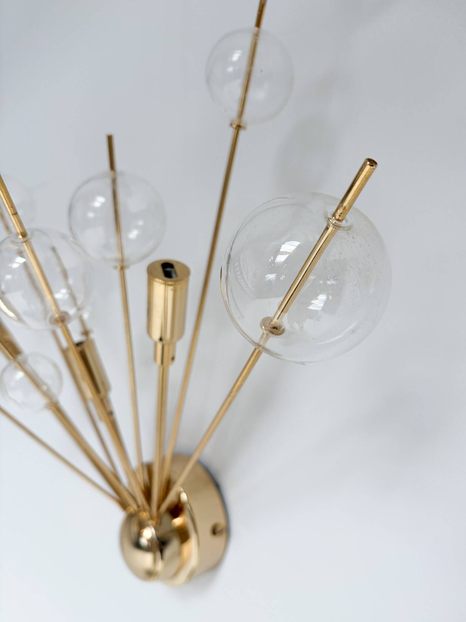 Set of 2 Italian wall lamps with glass spheres, 1970s