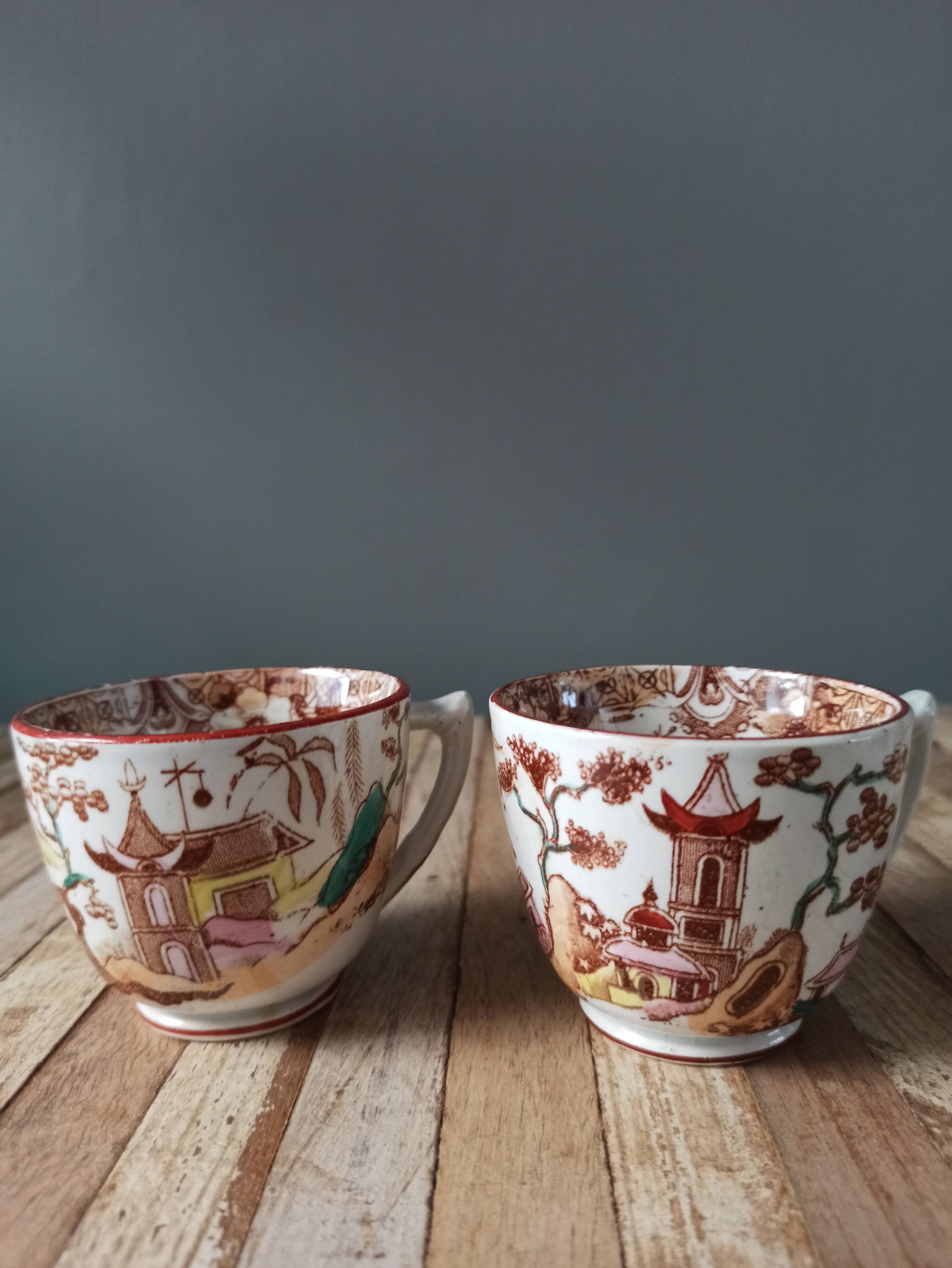 Sarreguemines porcelain cups