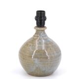 Stoneware potter's lamp, raffia lampshade, 70s ceramic