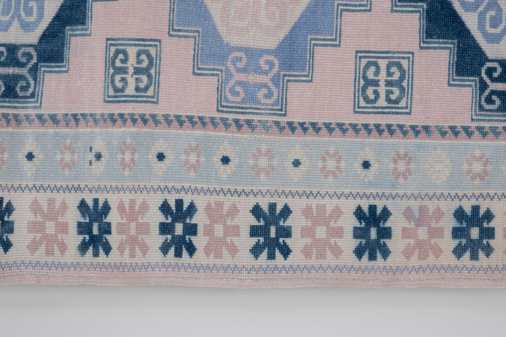 Vintage blue turkish Kars carpet, 1970s  95 x 137 cm