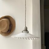 Opaline pendant lamp with porcelain socket
