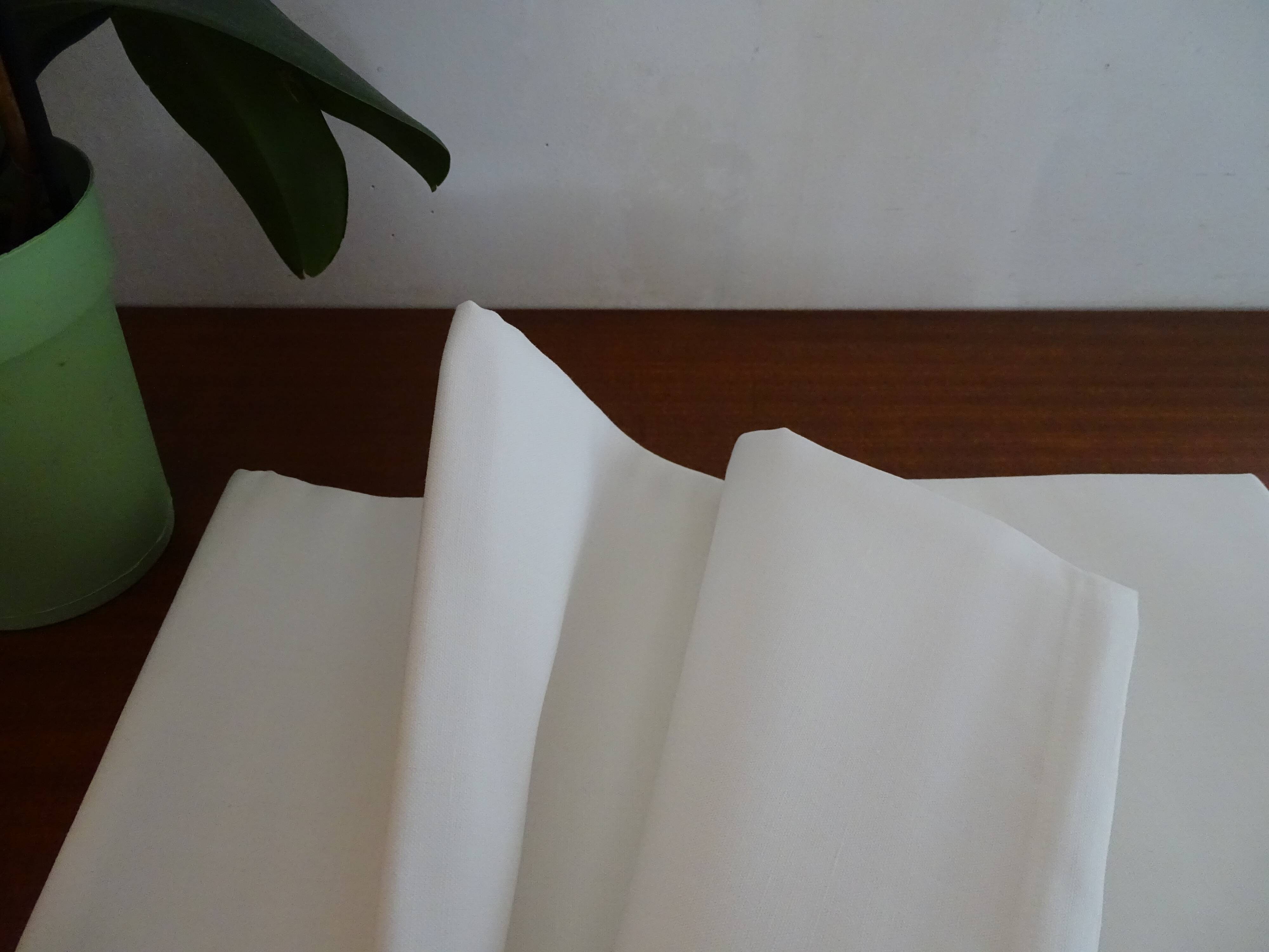 Drap plat "fleur bleue" lin toile métis 310 x 220 cm - blanc