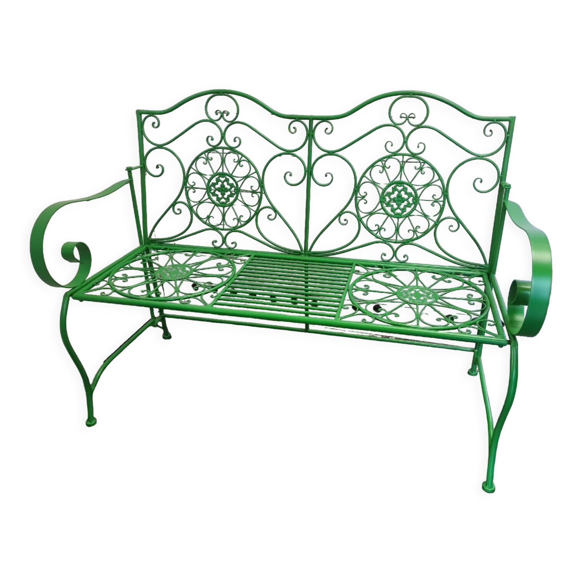 Iron garden bench