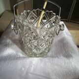 Crystal ice bucket with pliers