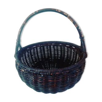 Vintage ebony colored wicker basket