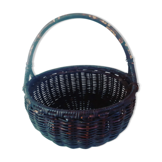 Panier vintage en osier de couleur ébène