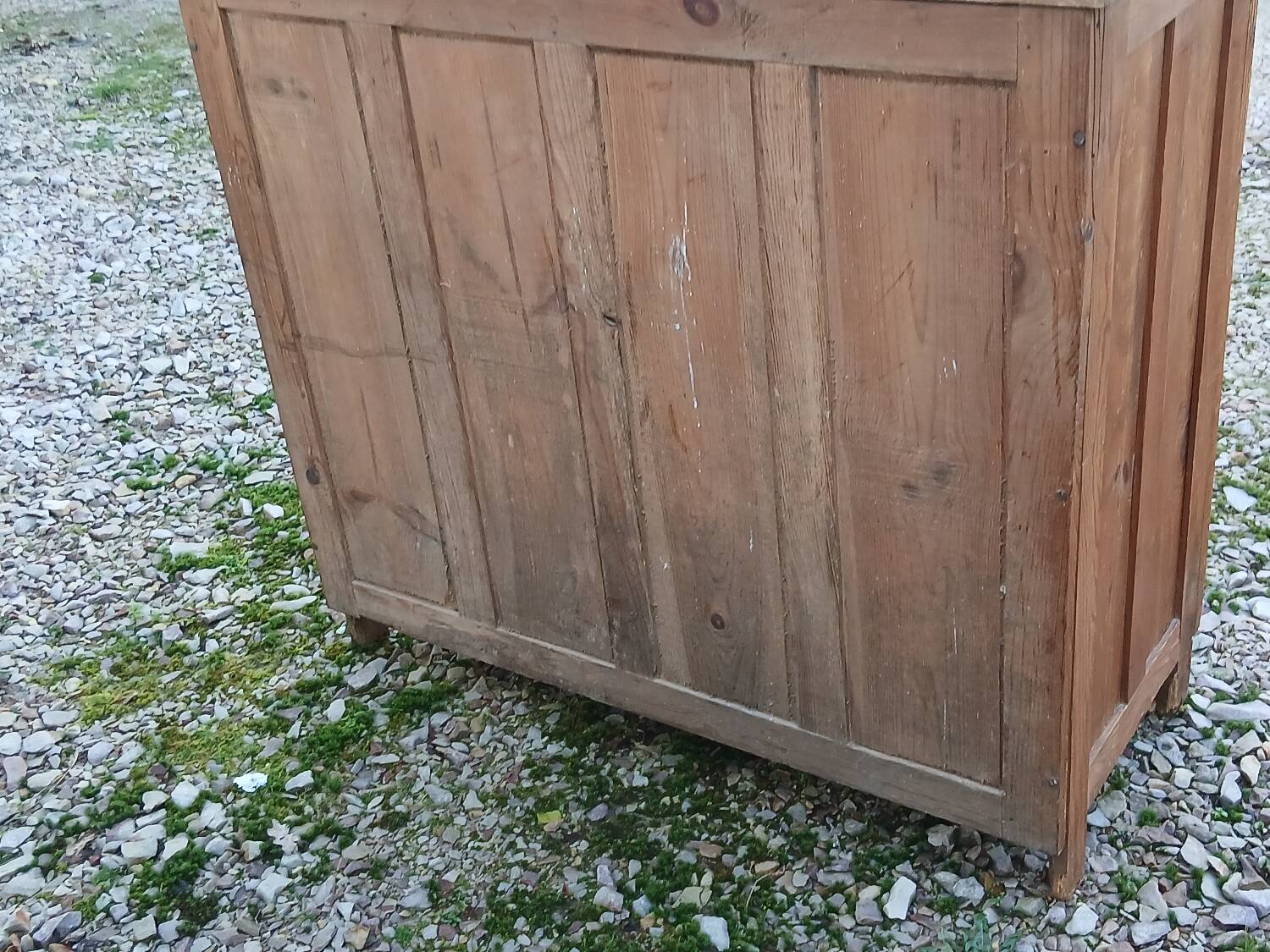 Vintage Parisian buffet in raw wood - 2 doors, 2 drawers