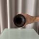 Vintage Sculptural Turned Wood Vase – Dark Hardwood – 20 cm