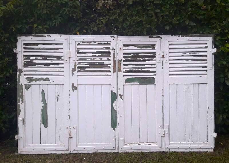 Shutters 4 leaves H148xL245cm antique oak pair 1