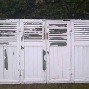 Volets 4 vantaux H148xL245cm persiennes chêne anciens paire 1