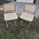 Vintage Pair  chrome cantilever chairs with cane, 1970s