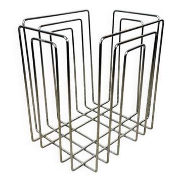 Chrome metal magazine rack by Willy Glaeser for TMP, 1980s.