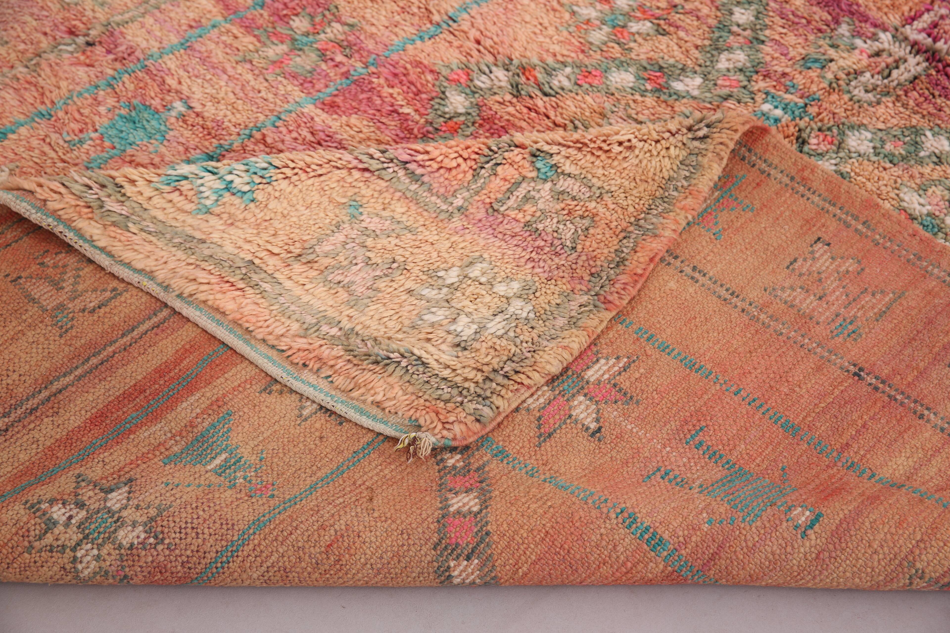 Peach Vintage Moroccan Rug 180 x 253 cm - Handmade Berber Wool Rug - Boho