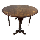 Victorian Sutherland table — walnut burl inlaid top