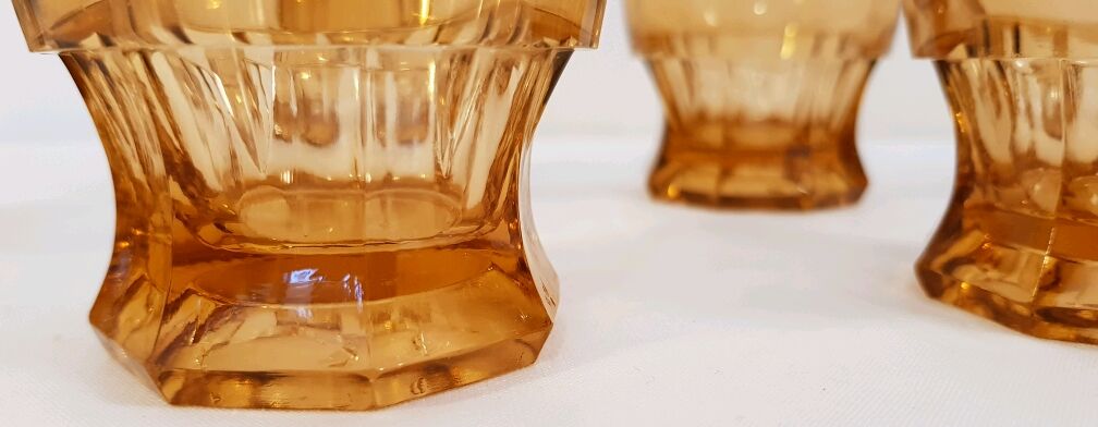 6 thick glass amber water glasses