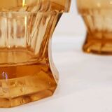 6 thick glass amber water glasses