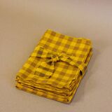 Serviette de table bistrot, carreaux ocres