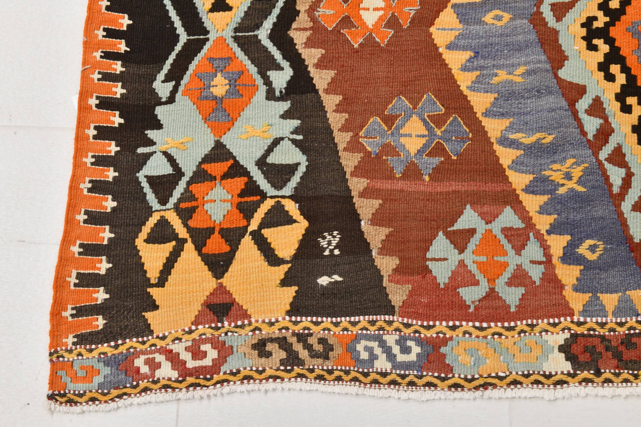 Red & Green Wide Turkish Runner Rug, 163x169cm