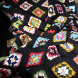70's multi-colored crochet blanket